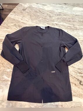 Landau Black Scrub Top Solid Medical Uniform Unisex Nurse Healthcare Workwear M